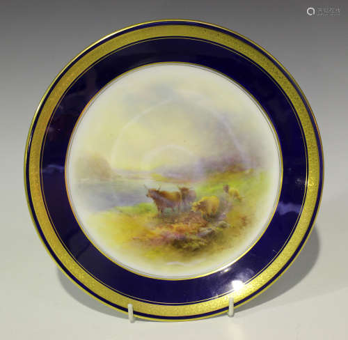 A Royal Worcester bone china cabinet plate, circa 1936 by Harry Stinton, signed, painted with a