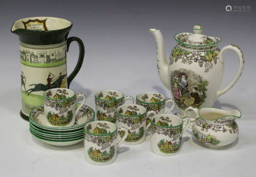 A Copeland 'Spode's Byron' pattern part coffee set, comprising six coffee cans, seven saucers,