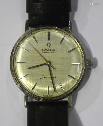 An Omega Seamaster Automatic steel cased gentleman's wristwatch, the signed silvered dial with baton