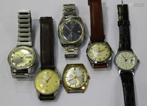 A Seiko Weekdater steel gentleman's bracelet wristwatch, case diameter 3.7cm, and five other