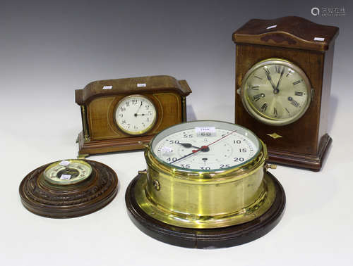 A 20th century brass cased ship's timepiece, the painted dial with centre seconds, outer Arabic