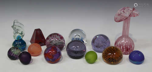 Six Caithness glass paperweights, including 'Embryo', No. 100/1500. 'Ice Fountain', No. 672/1500,