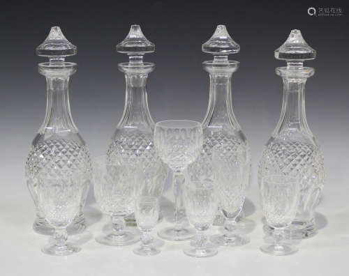 A Waterford Crystal Colleen pattern part suite of glassware, comprising four decanters and stoppers,