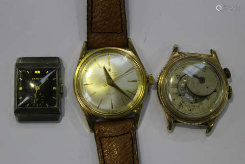 A Zenith Pilot Automatic gilt metal fronted and steel backed gentleman's wristwatch, case diameter