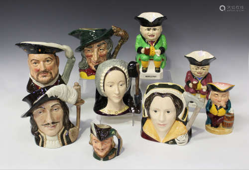 A group of six Royal Doulton character jugs, comprising Anne Boleyn, D6644, Catherine Howard, D6645,