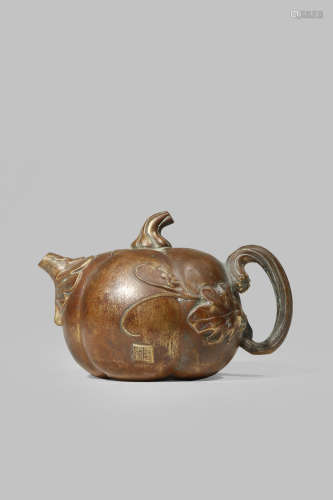 A CHINESE BRONZE YIXING-STYLE TEAPOT AND COVER