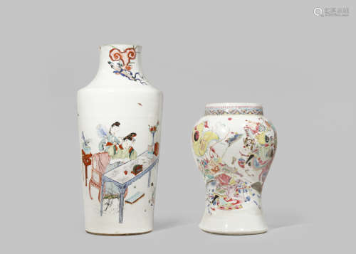 TWO CHINESE FAMILLE ROSE VASES