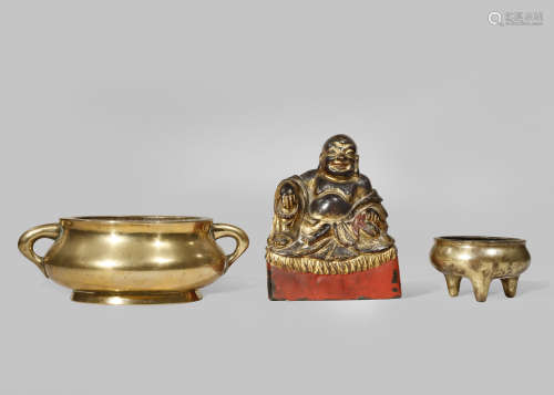 TWO CHINESE BRONZE INCENSE BURNERS