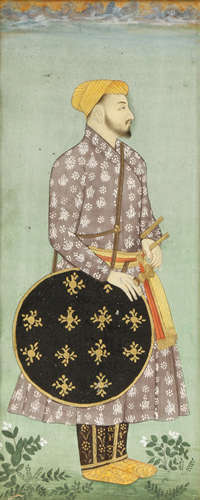 AN INDIAN MINIATURE PAINTING OF A WARRIOR