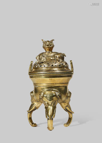 A CHINESE BRONZE INCENSE BURNER AND COVER