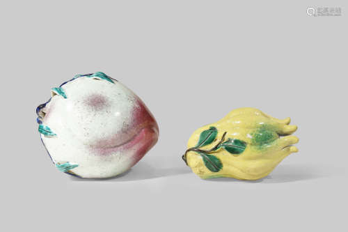 TWO CHINESE PORCELAIN MODELS OF FRUIT
