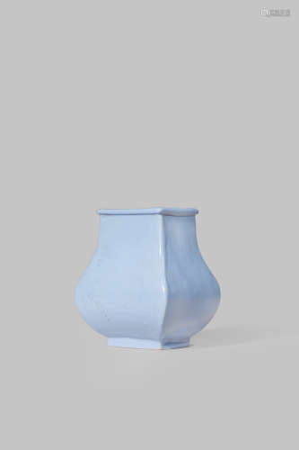 A SMALL CHINESE YIXING LAVENDER GLAZED VASE