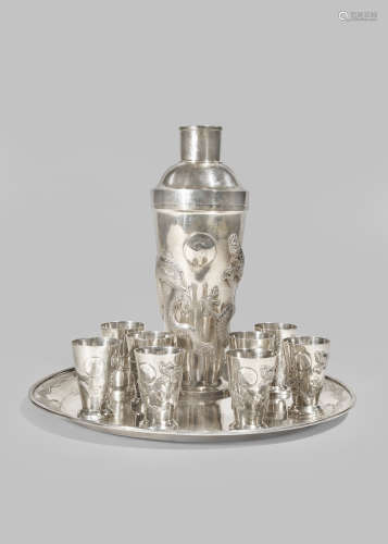 A CHINESE SILVER COCKTAIL SET