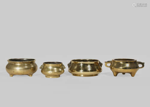 FOUR CHINESE BRONZE INCENSE BURNERS