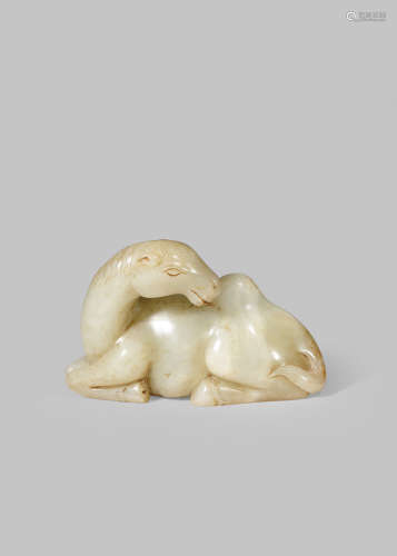 A CHINESE CELADON JADE CARVING OF A BACTRIAN CAMEL