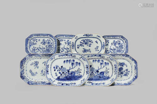 EIGHT CHINESE BLUE AND WHITE DISHES