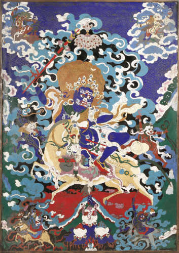 A CHINESE CLOISONNE PANEL OF PALDEN LHAMO
