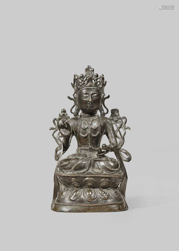 A CHINESE BRONZE FIGURE OF A BODHISATTVA