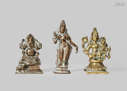 THREE SMALL INDIAN BRONZE FIGURES