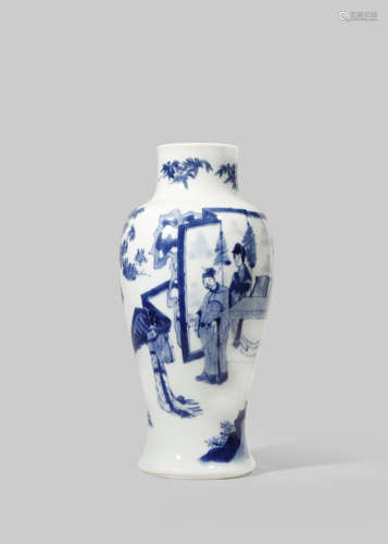 A CHINESE BLUE AND WHITE BALUSTER VASE