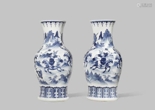 A PAIR OF CHINESE BLUE AND WHITE VASES