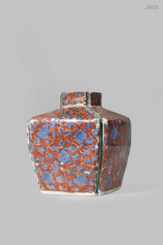 A CHINESE BLUE AND WHITE AND OVERGLAZE RED VASE