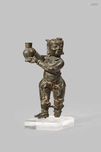 A CHINESE BRONZE FIGURE OF A BOY