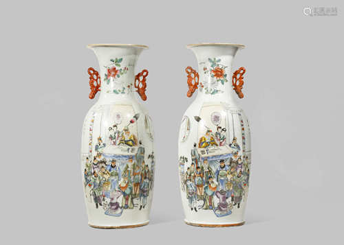 A PAIR OF CHINESE FAMILLE ROSE VASES