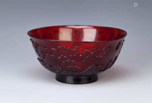 A CHINESE BEIJING RUBY-GLASS BOWL