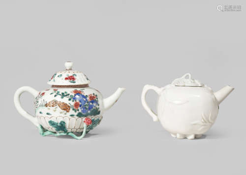 TWO CHINESE TEAPOTS AND COVERS