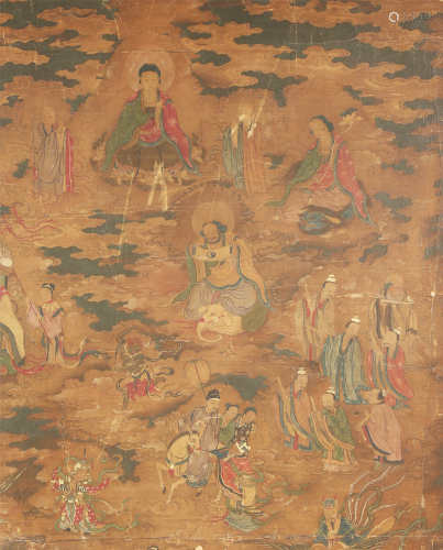 A CHINESE BUDDHIST PAINTING ON SILK