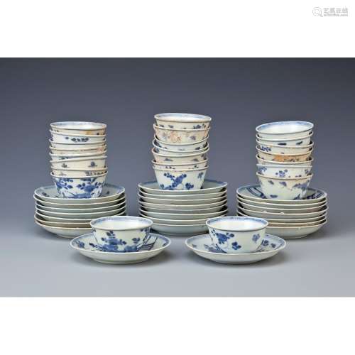 TWENTY-FOUR CHINESE BLUE AND WHITE TEA BOWLS AND SAUCERS FROM THE CA MAU SHIPWRECK