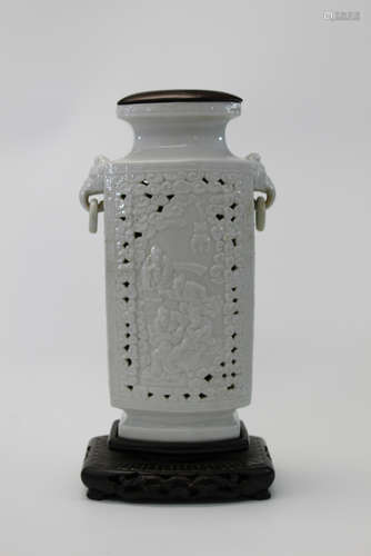 Chinese blanc de chine porcelain vase lamp.