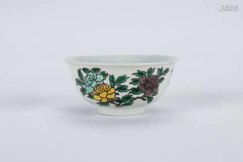 Chinese Sancai porcelain cup, Kangxi mark.