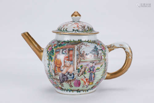 Chinese rose medallion porcelain teapot.