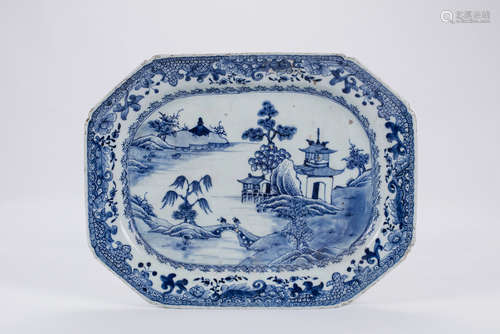 Chinese blue and white porcelain plate.