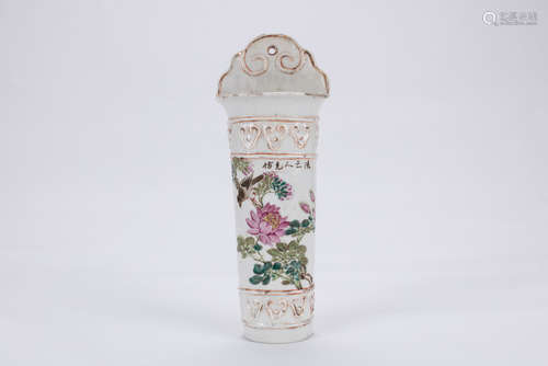 Chinese famille rose porcelain wall vase.