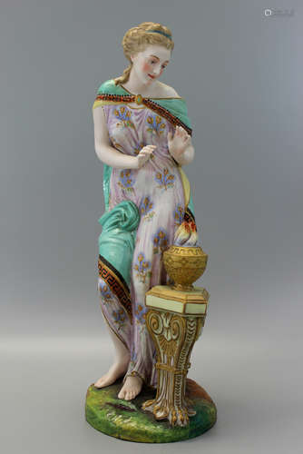 A Very Rare Antique Jean Gille (French 1845) porcelain figure of a lady warming her hands.