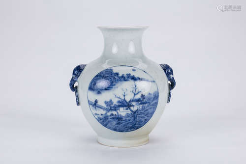 Chinese blue and white porcelain vase, Qianlong mark.