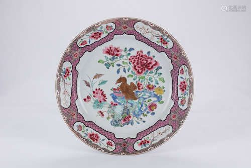 Chinese famille rose porcelain charger.