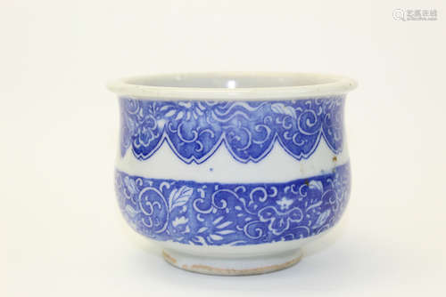 Chinese blue and white porcelain incense burner.