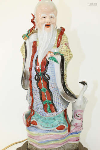 Chinese famille rose porcelain statue of Shoulao, made