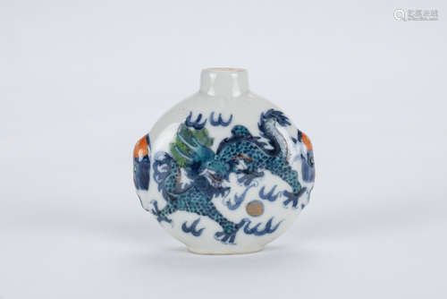 Chinese Doucai porcelain snuff bottle.