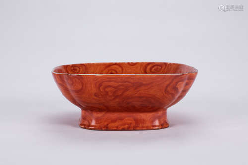 Chinese wooden glaze porcelain bowl, Qianlong mark.