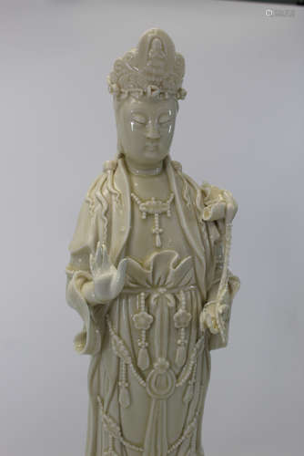 Chinese blanc de chine porcelain statue of Guanyin.