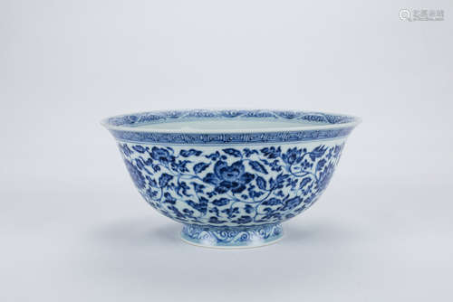 Chinese blue and white porcelain bowl, Yongzheng mark.