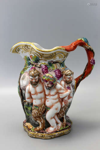 Antique Capodimonte Porcelain Creamer with Figurines.