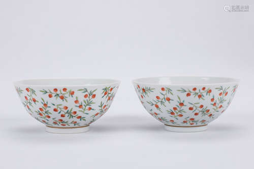 Pair of Chinese famille rose porcelain bowls, Guangxu