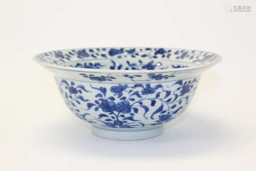 A Chinese Kangxi blue and white porcelain bowl.