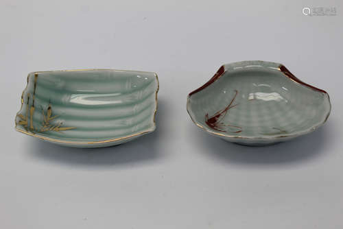 Two Japanese hand painted porcelain saucers.